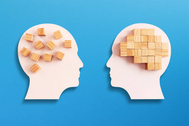 istock Different thinking, rational and irrational thinking concept. Mental health and problems with memory. 2168875655