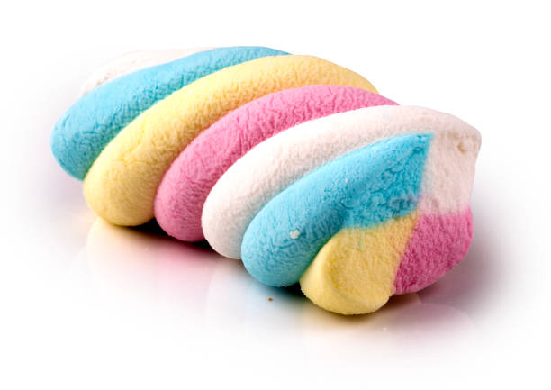 Colorful marshmallow one unit in isolated macro closeup for topping menu ingredient