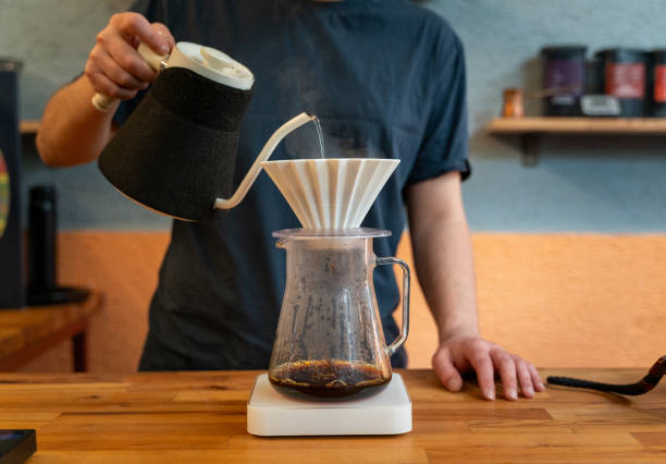 Brews Japanese style cold and iced v60 style coffee
