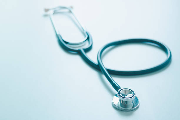 istock Gray stethoscope isolated on white background. Medical instruments, such as medical tool equipment, are used to hear sounds within the patient's body. 2168890837