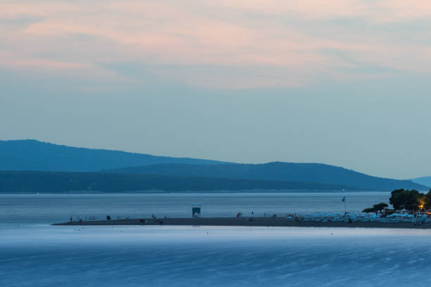 Zlatni Rat beach at sunset.Bol, Brac island - Croatia.