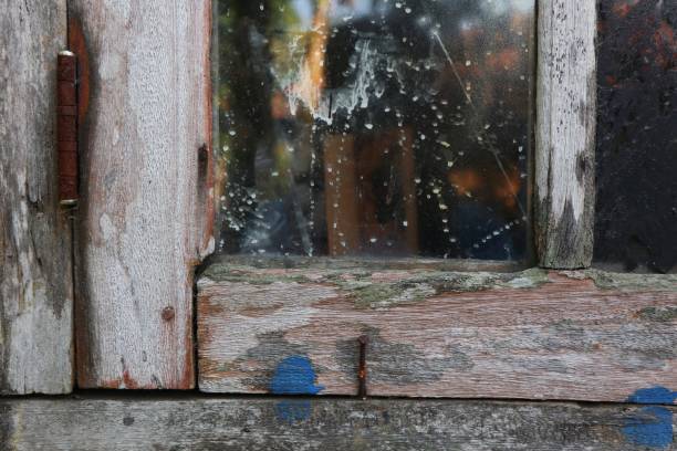 istock worn wooden frame glass windows 2168900155
