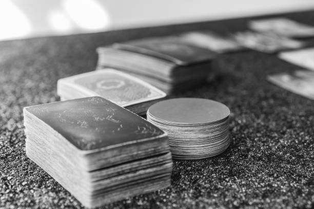 istock Close-up of various tarot decks arranged aesthetically 2168914675