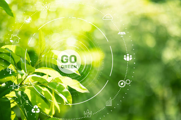 istock Go green concepts with forest tree and ecology industry systems icon.environmental and esg or carbon credits 2168917789
