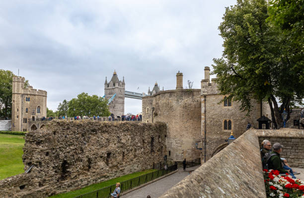 London, England, UK - July 25, 2024: This image shows an architectural view of Tower of London, on an overcast day.