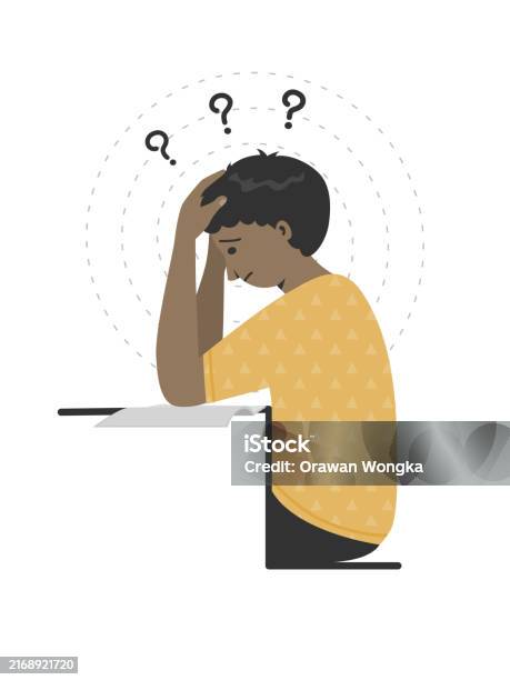 Difficulty Reading Icon A Child Boy Difficulty Reading In Dyslexia Concept Stock Illustration ...