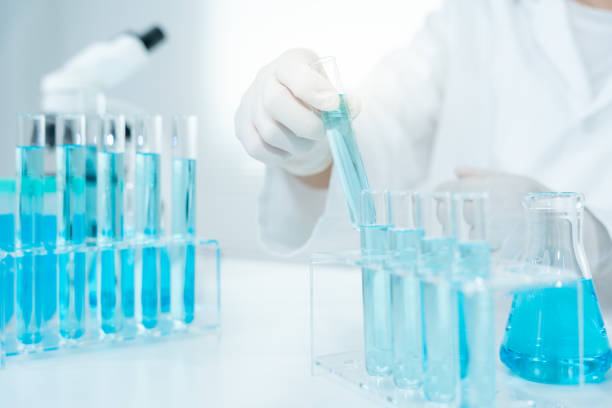 istock Scientist analyze biochemical sample in advanced scientific laboratory. Medical professional check chemical mix microbiological developmental of viral. Biotechnology research in science lab. cosmetic 2168928872