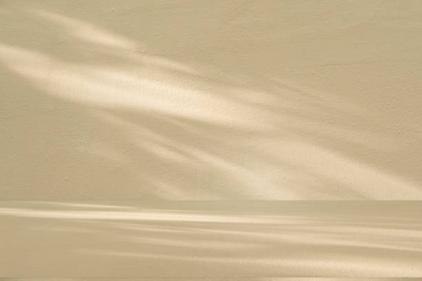 istock Studio style background wall decoration presentation uses white and beige tones. with shadows cast from a nearby window, concept creating a decorative 2168932678