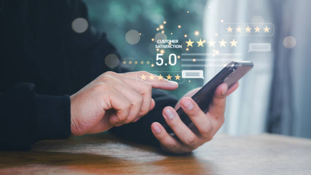 istock Customer review satisfaction feedback survey concept, User give rating to service experience on online application, 5-star satisfaction, customer evaluation product service quality, good quality most. 2168936287