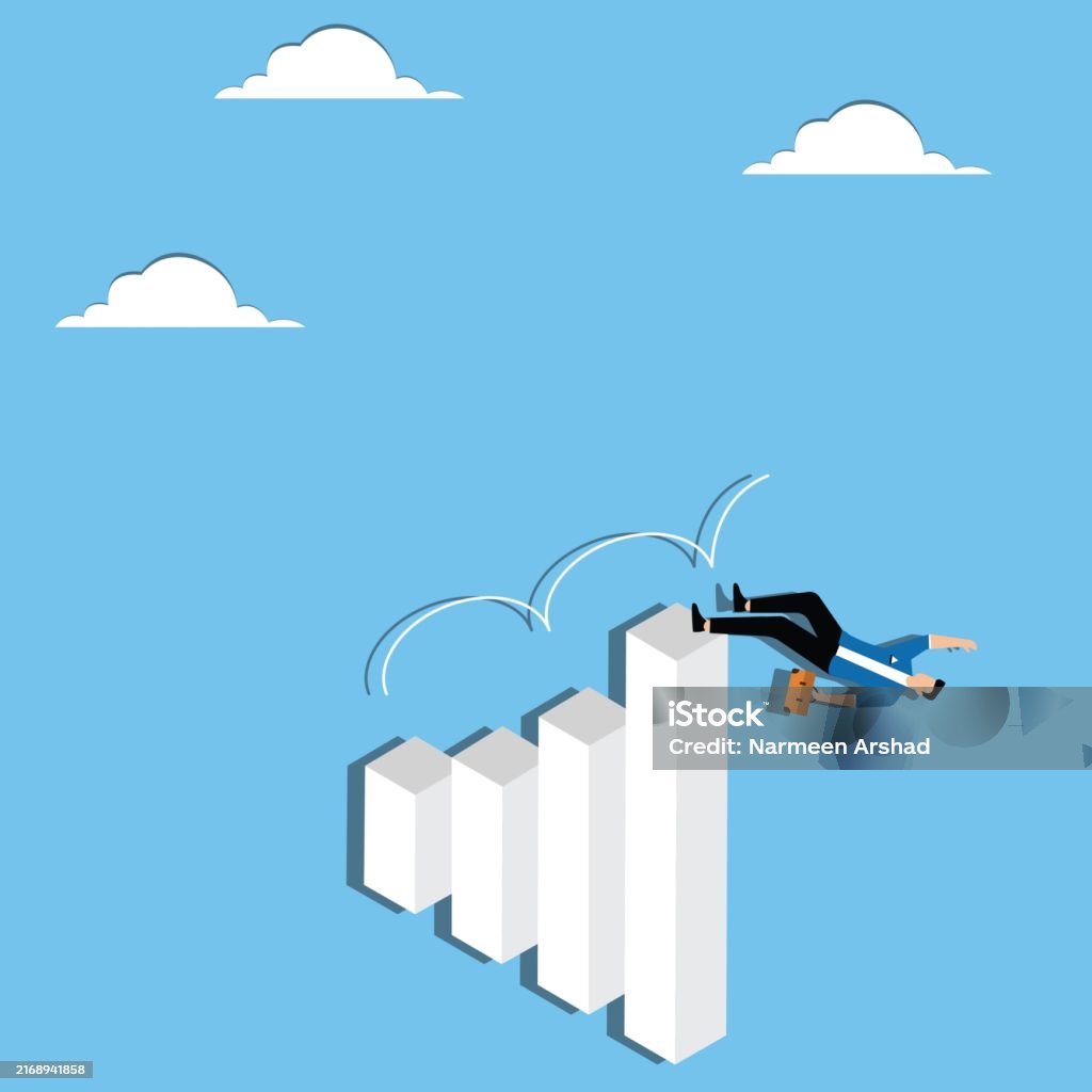 Fall Off Chart Man Falls Off The Chart Stock Illustration - Download Image Now ...