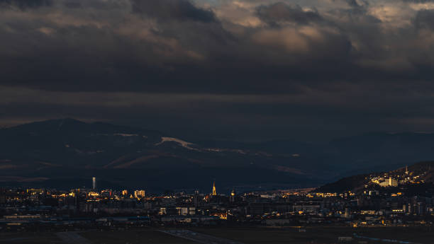 istock Avram Iancu airport runway Cluj city without planes dramatic sunset light 2168943628