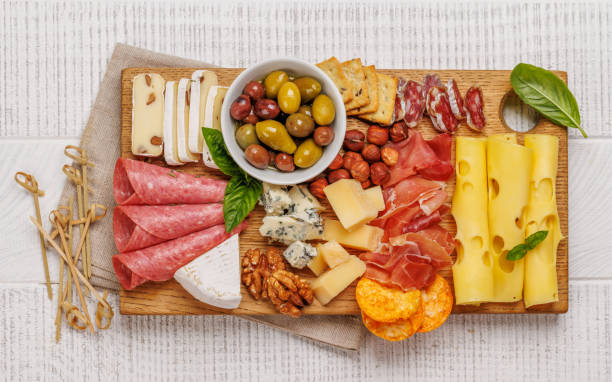 istock A selection of various cheeses and meats 2168945689