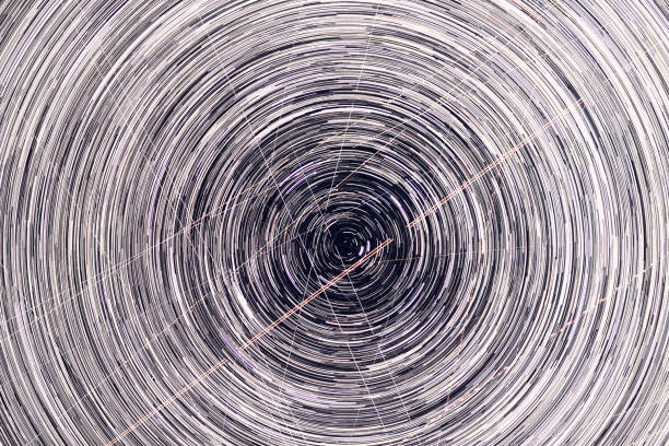 Polar north star star-trails photographed with long exposure.