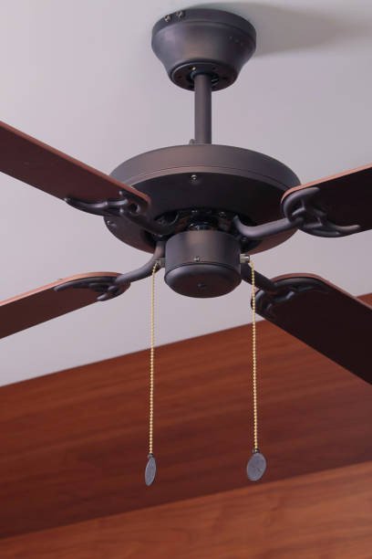 istock Wooden ceiling fan. 2168958503