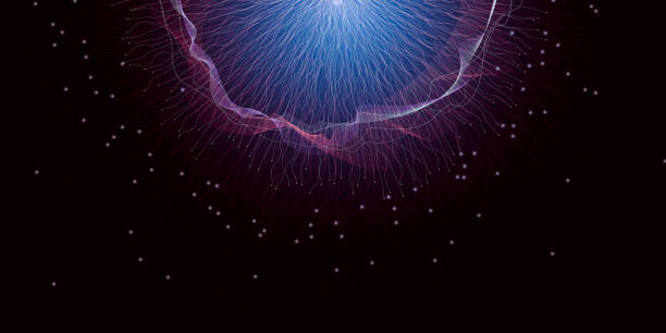 istock Digital neural network. Abstract background with glowing burst of energy or neural connections in blue and pink tones. Technological background for design on theme of energy, AI, big date 2168964440