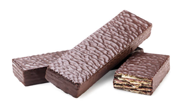 istock Chocolate covered wafers and half close-up on white. Isolated 2168975879