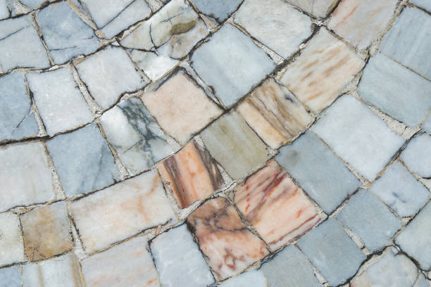 Floor mosaic marble exterior flooring. Abstract architectural art background