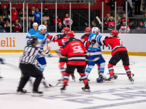 istock Intense Hockey Fight on Ice 2168982395