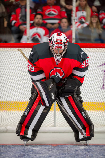 istock Hockey Goalie in Ready Position 2168983505