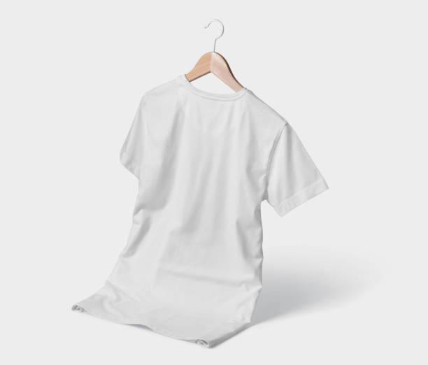 istock Blank white t-shirt on a white background, mock up, 3d illustration, 3d rendering 2168984511