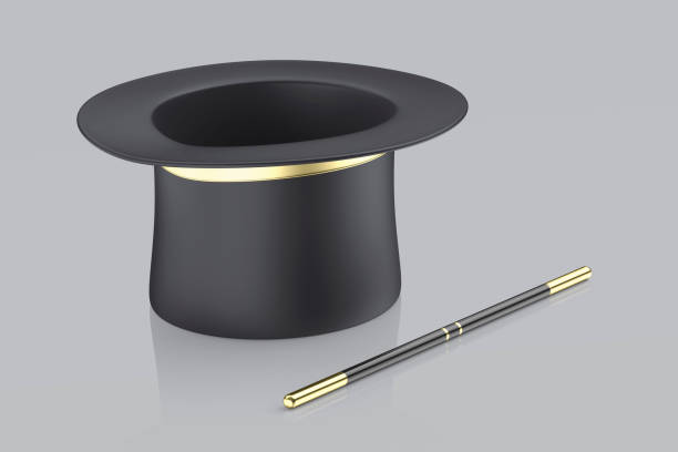 istock Magician top hat and magic wand 2168988714
