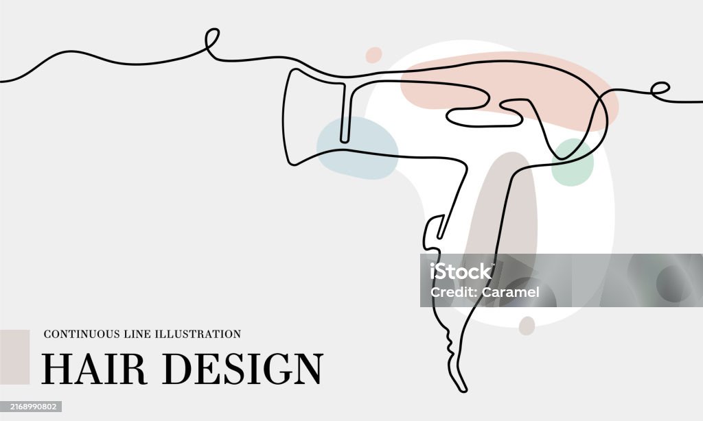 Hair Color Design Line Hair Design Continuous Line Drawing With Color Shapes Stock ...