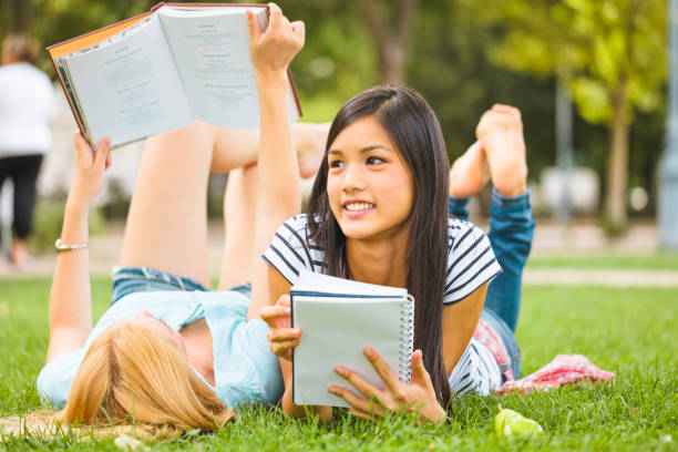 Cute girls reading books