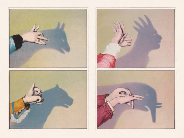 istock Hand shadow puppets: goat, bulldog, amerikan native, elephant, chromolithograph, 1889 2168996168