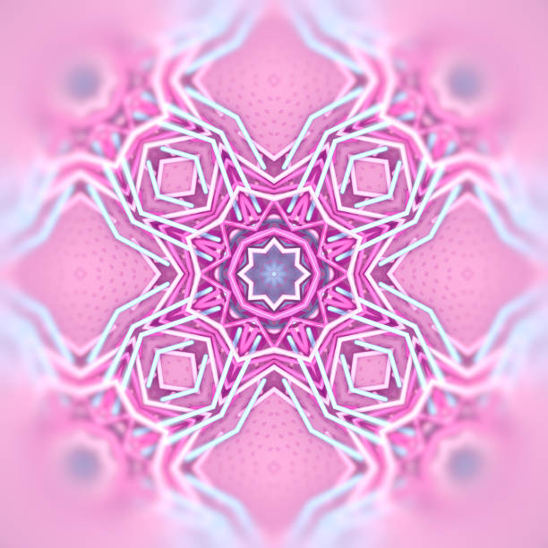 Fascinating complex patterns of pink and blue polygons and lines. Abstract, dynamic background. 3d rendering digital illustration