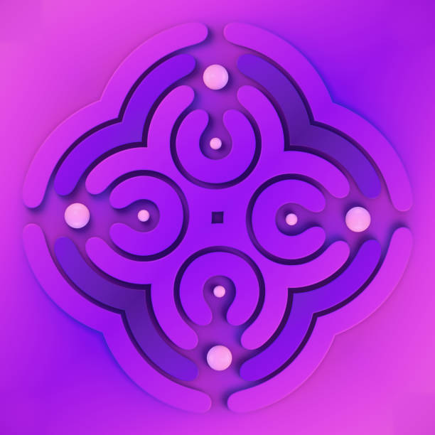 istock Fascinating digital illustration of a kaleidoscopic purple pattern. 3d rendering 2168997554