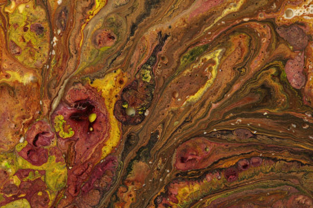 istock Abstract wave, bubble blot and drops background. Marble flow texture. Acrylic color in water and oil. 2168999147