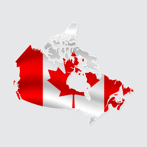 istock Map of Canada with National Flag on Fabric Surface on White Background 2169004078