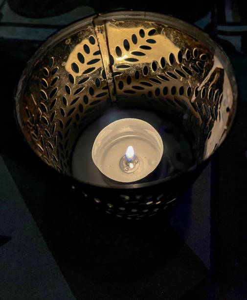 Candle flame blowing in the wind