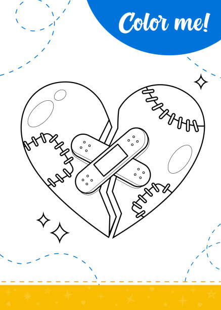 Coloring Page For Kids With Cartoon - Coloring Page For Kids With Cartoon Broken Heart 