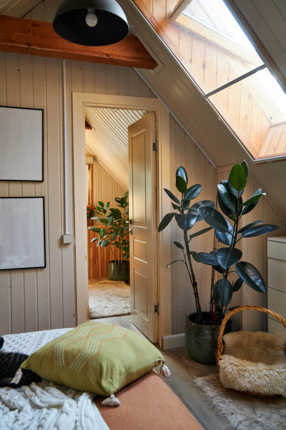 istock interior of a modern bedroom with skylights 2169007176