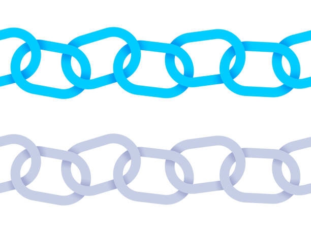 Blue Gray Horizontal Chain Background Seamless Tileable Repeating Blue and gray metal horizontal chain connected chain links background seamlessly tiles from left to right. chain store stock illustrations