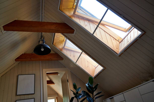 skylights in the bedroom in a modern style