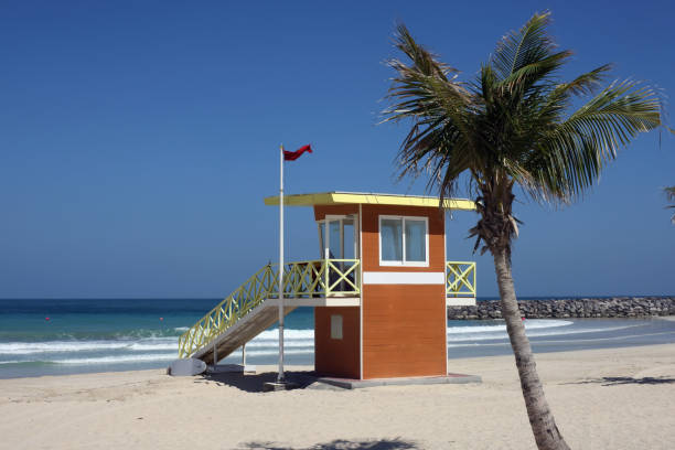 istock Wooden tower - lifeguard post on the sea beach 2169010821