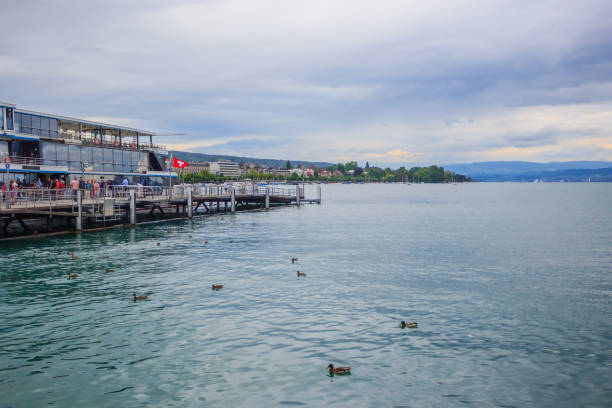 Some Boats Navigating in Lake Zurich in Switzerland