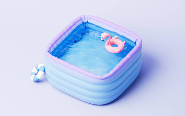 istock Inflatable cartoon style swimming pool, 3d rendering. 2169022337