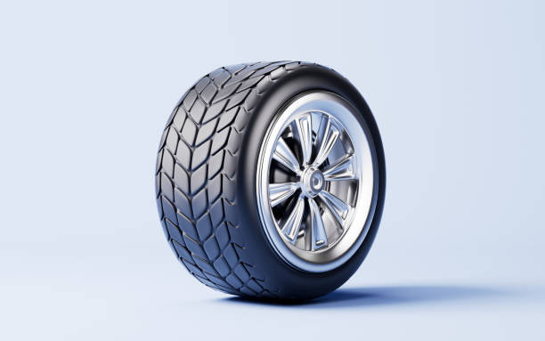 istock Detailed car wheel tires, 3d rendering. 2169022401