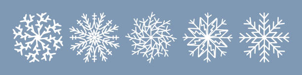istock Hand drawn snowflake vector icon collection, winter snow symbol isolated on white background. Merry Christmas and Happy New Year typography elements. Doodle vintage illustration, greeting card. 2169029959