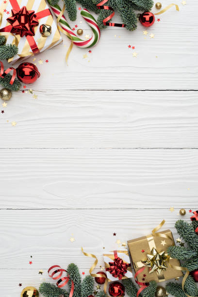 istock White Background with Christmas Ornament Border 2169040652