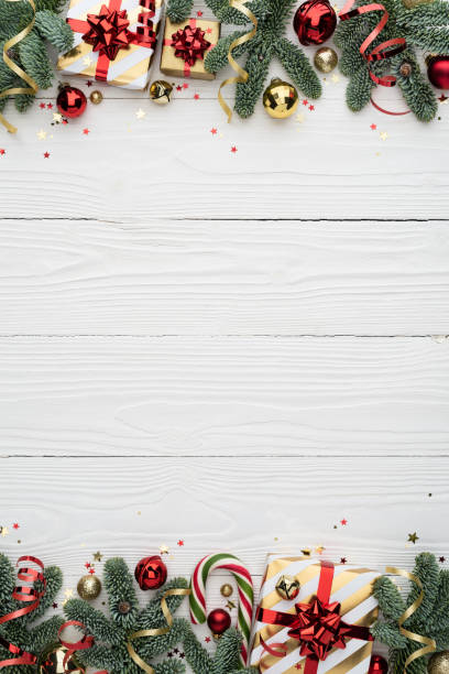 istock Christmas Border with Decorations on White Background 2169040672
