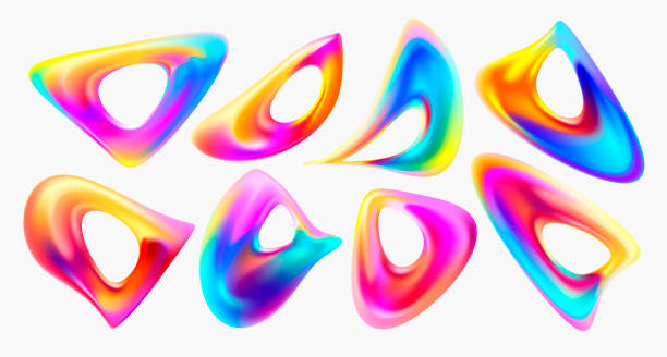 istock Set of iridescent fluid shapes and bubbles. 2169041917
