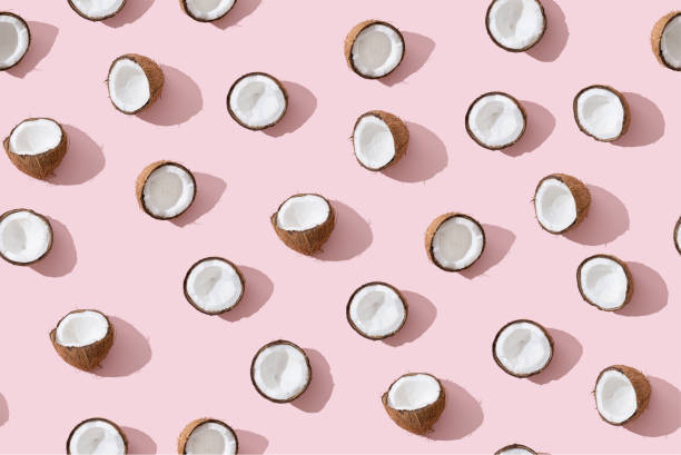 istock Seamless coconut pattern on pink background, tropical nature texture. Summertime background. Fabric, wrapping paper design, wallpaper. Sale 2169050064