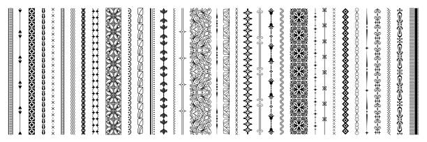 illustrations, cliparts, dessins animés et icônes de ensemble de séparateurs et de séparateurs de texte dessinés à la main. lignes et vignes pour la décoration des pages. éléments de design ornés. illustration vectorielle isolée - décoration de fête
