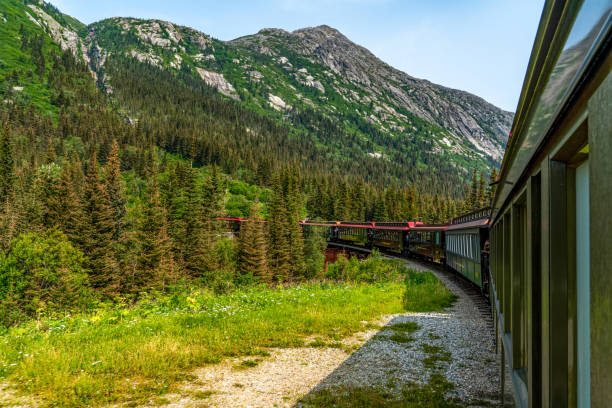 istock White Pass Summit excursion tour train in the mountains, Alaska, USA. 2169073566
