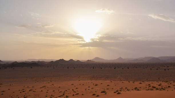 Panoramic view on the Erg Chegaga, one of the deserts of Morocco.