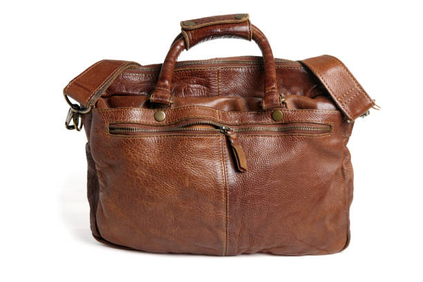 istock brown business hand-made leather bag isolated on white background 2169096273
